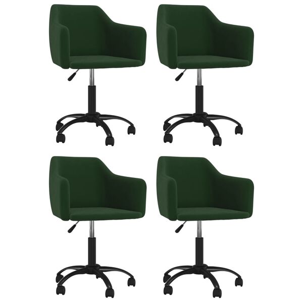 vidaXL Sillas de comedor giratorias 4 uds terciopelo verde oscuro
