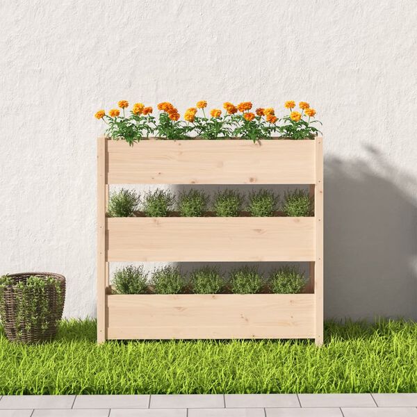 vidaXL Jardinera de madera maciza de pino 112x25x104,5 cm