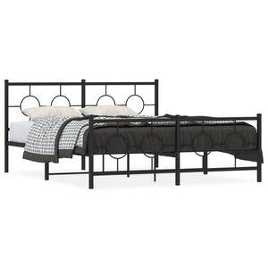 vidaXL Estructura cama sin colch&oacute;n con estribo metal negro 150x200 cm