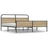 vidaXL Estructura de cama sin colch&oacute;n metal roble ahumado 193x203 cm