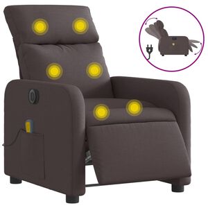 vidaXL Sill&oacute;n reclinable de masaje el&eacute;ctrico tela marr&oacute;n oscuro
