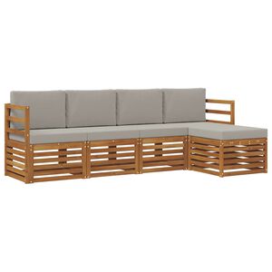 vidaXL Juegos de sof&aacute;s con coj&iacute;n 5 pcs Gris Natural y Claro