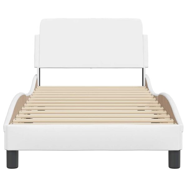 vidaXL Estructura de cama Dover cuero sint&eacute;tico blanco 90x200 cm