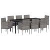 vidaXL Conjunto de Comedor de Jard&iacute;n 9 uds. Gris rat&aacute;n sint&eacute;tico