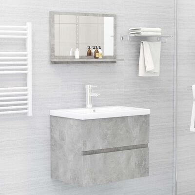 vidaXL Espejo de baño madera contrachapada gris hormigón 60x10,5x37 cm