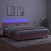 vidaXL Cama box spring colch&oacute;n y LED terciopelo rosa 180x200 cm