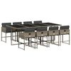 vidaXL Set comedor jard&iacute;n 9 pzas y cojines rat&aacute;n sint&eacute;tico gris