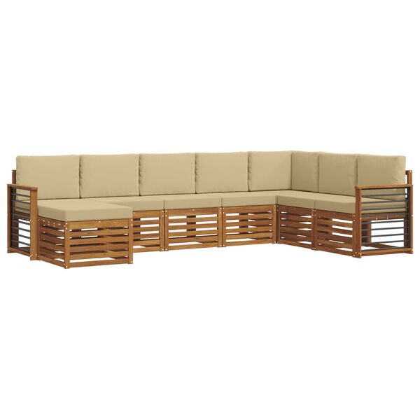 vidaXL Juegos de sof&aacute;s 8 pcs Natural y Beige Madera de Acacia S&oacute;lida