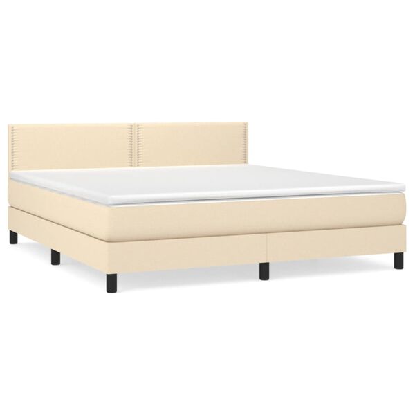 vidaXL Cama box spring con colch&oacute;n tela color crema 180x200 cm