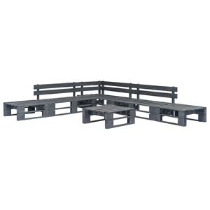 vidaXL Set de muebles de palets para jard&iacute;n 6 piezas madera gris