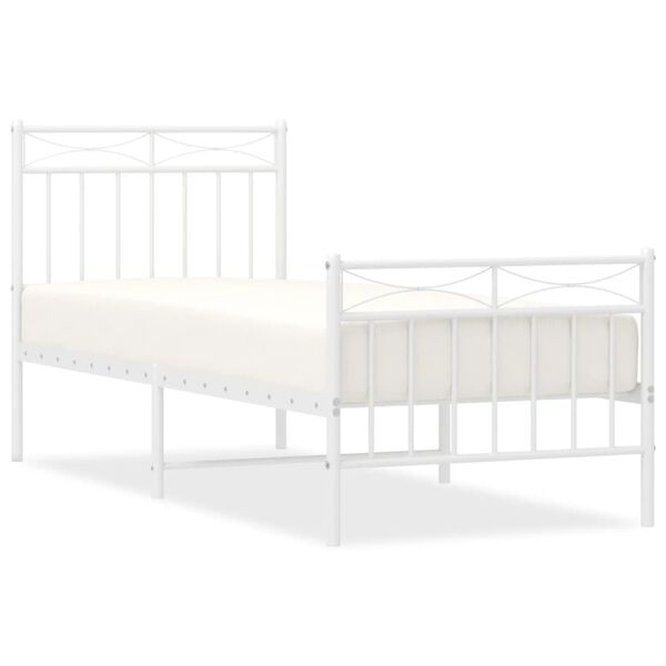 vidaXL Estructura cama sin colch&oacute;n con estribo metal blanco 75x190 cm