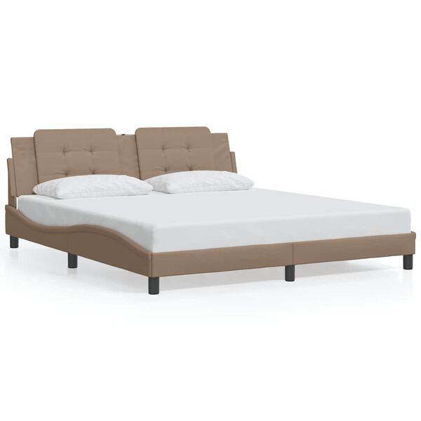 vidaXL Estructura de cama sin colch&oacute;n Zadar cuero sint&eacute;tico capuchino 180x200cm