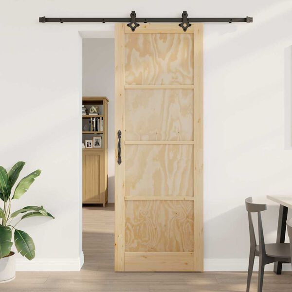 vidaXL Puerta Corredera Natural y negro 83 x 232 cm