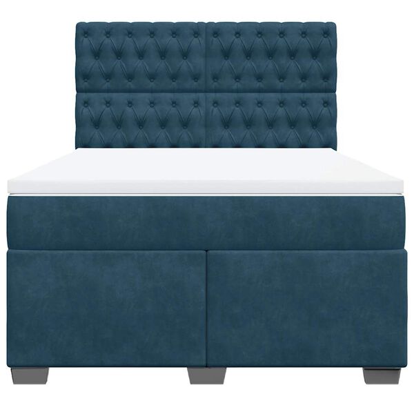 vidaXL Cama box spring con colch&oacute;n terciopelo azul 160x200 cm