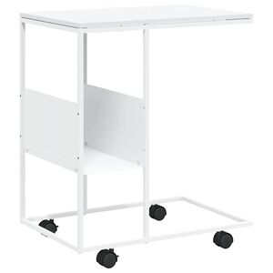 vidaXL Mesa auxiliar con ruedas madera ingenier&iacute;a blanco 55x36x63,5 cm
