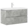 vidaXL Set muebles de ba&ntilde;o 2 piezas madera contrachapada gris hormig&oacute;n