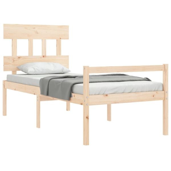 vidaXL Cama para personas mayores con cabecero madera maciza