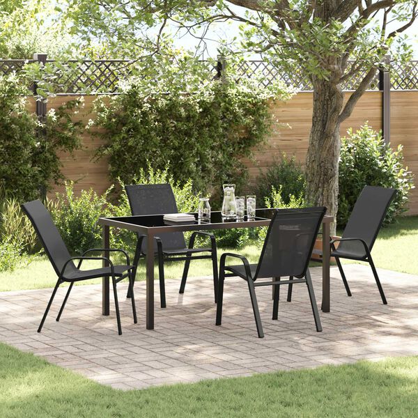 vidaXL Conjunto de Comedor de Jard&iacute;n 5 pcs Negro