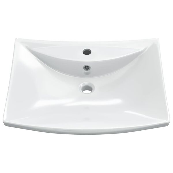 vidaXL Lavabo de cer&aacute;mica rectangular con orificio de grifo y desag&uuml;e