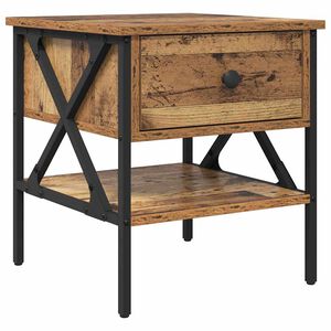 vidaXL Armario de Noche con caj&oacute;n Madera vieja 40 x 42 x 45 cm