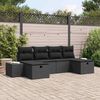 vidaXL Conjunto de sof&aacute; de jard&iacute;n 6 pcs Negro rat&aacute;n sint&eacute;tico