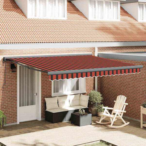 vidaXL Toldo retr&aacute;ctil aluminio y tela naranja y marr&oacute;n 4x3 m