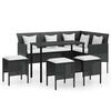 vidaXL Set de sof&aacute;s en forma de L 5 pzas cojines rat&aacute;n sint&eacute;tico negro