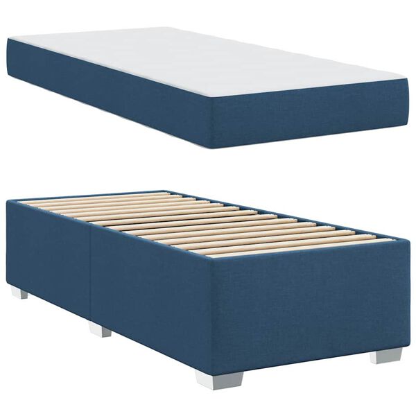 vidaXL Estructura de cama con colch&oacute;n Azul 90 x 200 cm tela