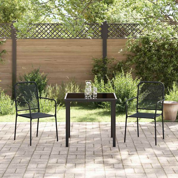 vidaXL Conjunto de Comedor de Jard&iacute;n 3 pcs Negro