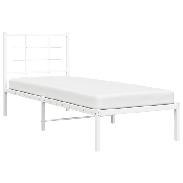 vidaXL Estructura cama sin colchón con cabecero metal blanco 80x200 cm