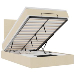 vidaXL Estructura de cama otomana con colch&oacute;n tela crema 120x200 cm