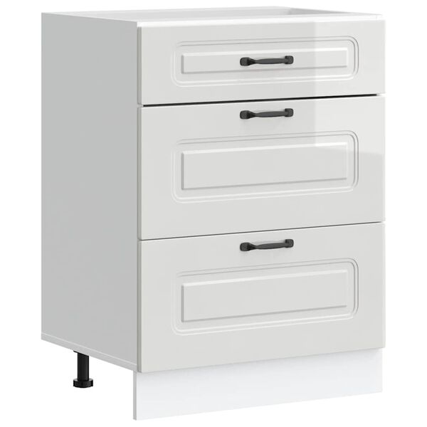 vidaXL Armario bajo de cocina "Kalmar" de madera de ingenier&iacute;a blanco brillante