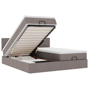vidaXL Estructura de cama otomana colchones tela gris pardo 180x200 cm