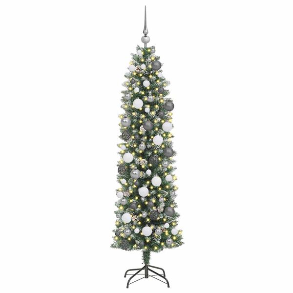 vidaXL &Aacute;rbol Navide&ntilde;o Artificial Delgado con 300 LED Verde y 180 cm