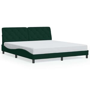 vidaXL Estructura cama sin colch&oacute;n terciopelo verde oscuro 180x200 cm