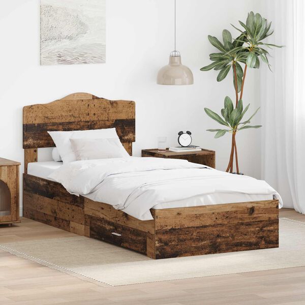 vidaXL Estructura de cama con cabecera Madera vieja 100 x 200 cm