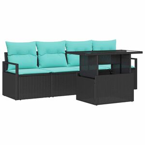 vidaXL Conjunto de sof&aacute; de jard&iacute;n 5 uds. 4-N&uacute;mero de plazas Negro