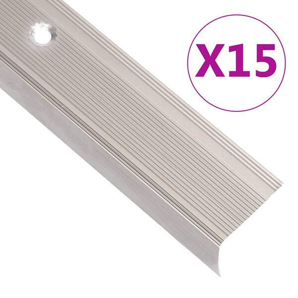 vidaXL Perfiles de pelda&ntilde;os forma de L 15 uds aluminio champ&aacute;n 90 cm