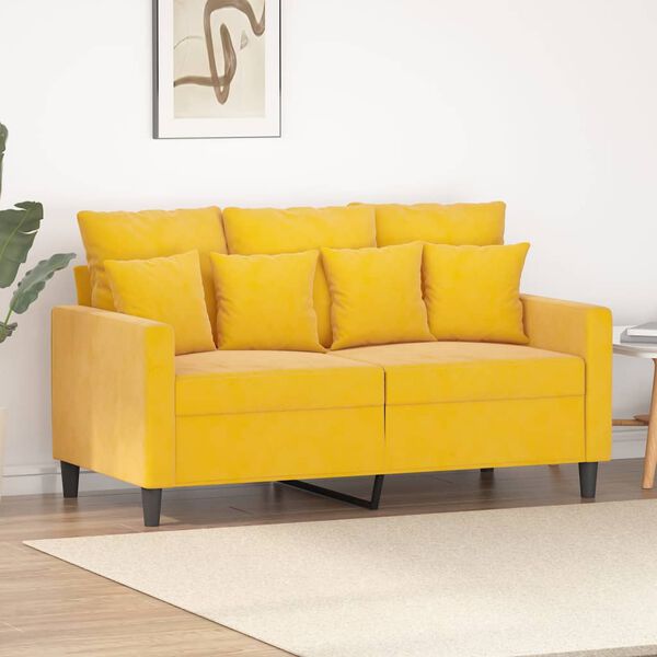 vidaXL Sof&aacute; de 2 plazas terciopelo amarillo 120 cm