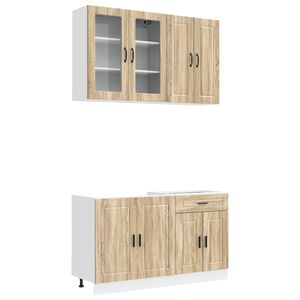 vidaXL Unidad de cocina PORTO 4 uds. Roble Sonoma Madera de ingenier&iacute;a