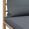vidaXL Set de muebles de jardín 2 piezas bambú y cojines gris oscuro