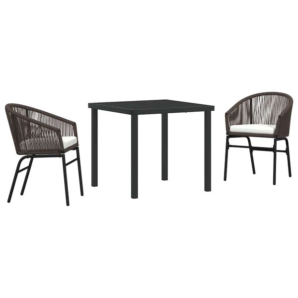 vidaXL Conjunto de Comedor de Jard&iacute;n 3 pcs Marr&oacute;n