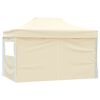vidaXL Carpa plegable profesional con 4 paredes acero color crema 3x4m