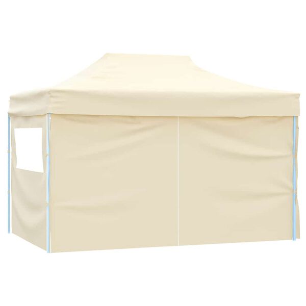 vidaXL Carpa plegable profesional con 4 paredes acero color crema 3x4m