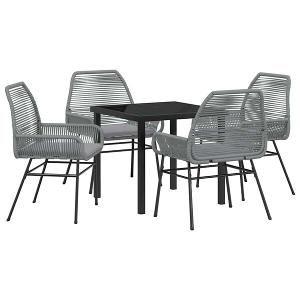 vidaXL Conjunto de Comedor de Jard&iacute;n 5 pcs Gris rat&aacute;n sint&eacute;tico