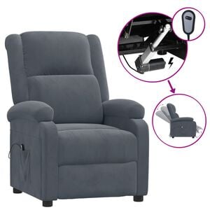 vidaXL Sill&oacute;n reclinable el&eacute;ctrico de terciopelo gris oscuro