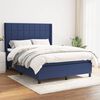 vidaXL Cama box spring con colch&oacute;n tela azul 140x200 cm