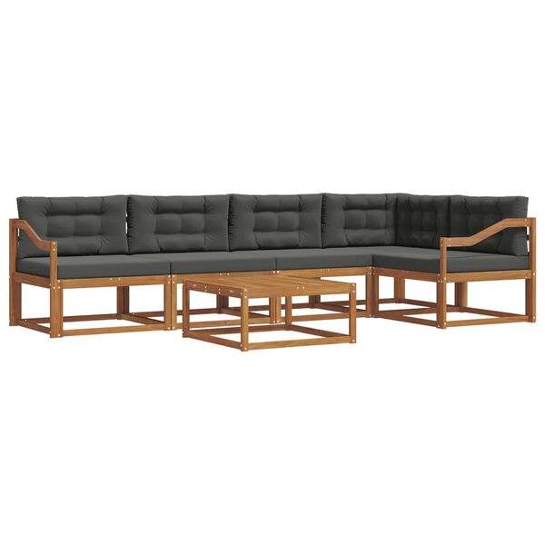 vidaXL Conjunto de sof&aacute;s de exterior 6 pcs Natural y Antracita