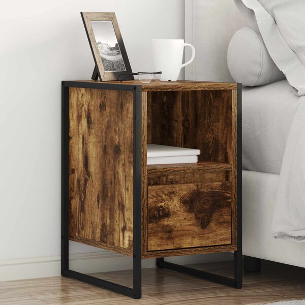 vidaXL Mesa de Noche Roble Humo 39,5 x 30 x 50 cm Madera contrachapada