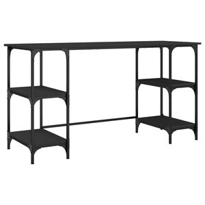 vidaXL Escritorio de metal y madera de ingenier&iacute;a negro 140x50x75 cm